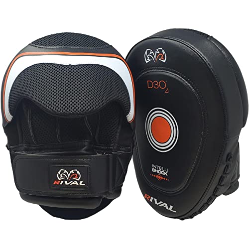 RIVAL Boxing RPM10 2.0 Intelli-Shock Punch Mitts - Bigger Punching Surface for Maximum Impact Absorption, Pre-Curved, Built-in Grip - color: Black