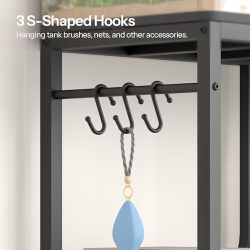 HOOBRO 20 Gallon Fish Tank Stand with Storage Shelves, Heavy Duty Aquarium Stand, Metal Frame Reptile Turtle Tank Stand, 29.9”L x 11.8”W, 220 LBS Capacity, Black BB74FT01