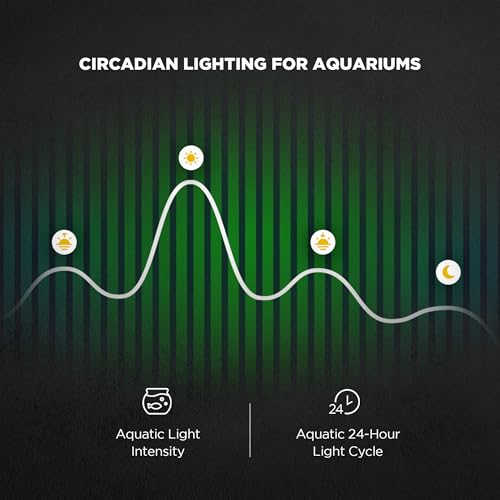 Flat One+ 24 in 24/7 Cycle Aquarium Light, Blue White Full Spectrum Colorfull LED Light, Fish Tank Light Brightness Dimmable & Color Temperature APP Controlled, Sunrise & Sunset, Pendant Style