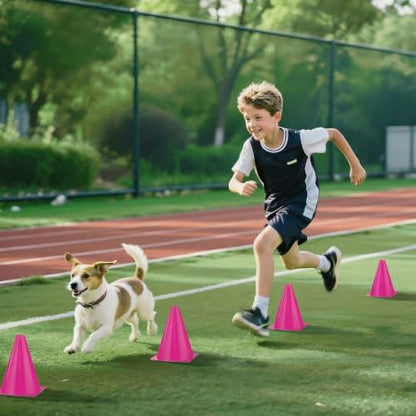 36pcs Cones 7 Inch Soccer Cones and Plastic Traffic Cones, Durable Cones for Sports Training, Ideal for Soccer, Basketball, Football, Skating, and Agility Drills Practice - color: pink