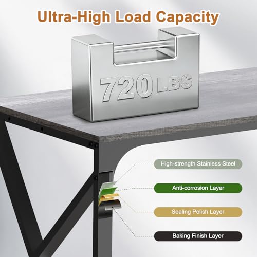 fishkeeper Heavy Duty Metal 50 Gallon Aquarium Stand with Charging Station, 2-Tier Storage Shelves with USB Ports and Outlets, 720LBS High Load Capacity Fish Tank Stand for Reptile/Turtle/Breeder Tank Stand