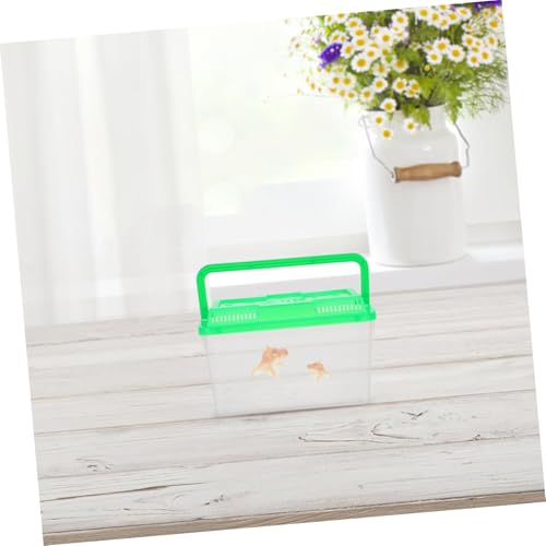 Kisangel 4Pcs Handheld Fish Tank Portable Pet Carrier Transparent Plastic Breeding Box with Handle for Small Fish Turtles Reptiles and Hamsters for Safe Transportation