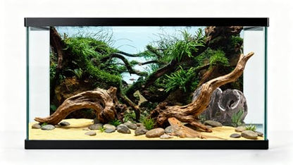 48x24 inches Aquarium Fabric Background Grass Leaves with Stone Aquarium Backdrop River Bed & Lake Aquatic Plant Fish Tank Aquatic Plants Background