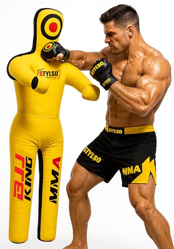 Unfilled Grappling Dummy – Adult Life Size Wrestling & BJJ Training Dummy, MMA Jiu Jitsu Judo Takedown & Throwing Practice, Heavy-Duty Triple-Stitched Canvas Submission Dummy - color: Yellow, size: 5ft / 60"