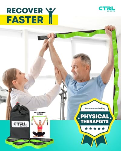 Stretching Strap with Loops, Non Elastic Stretch Band for Physical Therapy - color: Green