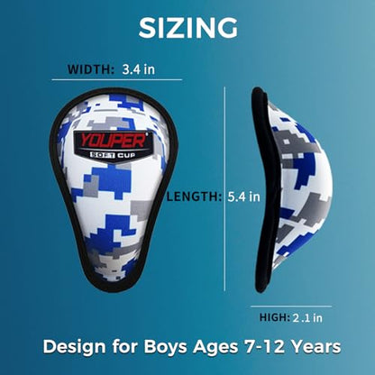 Youper Boys Youth Soft Foam Protective Athletic Cup (Ages 7-12), Kid Athletic Cup for Baseball, T-Ball, Football - color: Ocean Camo