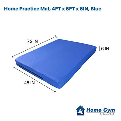 Tumbl Trak Home Practice Mat, 4 ft x 6 ft x 6 in, Soft Pillow Mat, Thick Gymnastics Landing Mat for Home - color: Blue