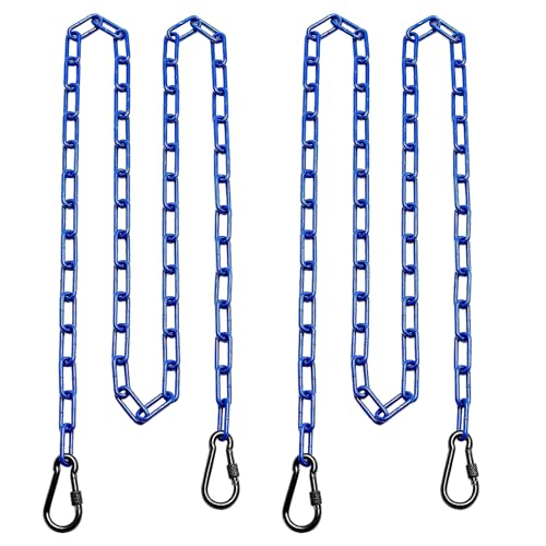 2 Swing Chains Heavy Duty (83") Fully Plastic Coated with 4 Free Quick Links Anti-Rust Iron Link Chains for Playground Kids Tree Swing Seat Accessories and Replacement (Blue) - color: Blue, size: 83inch-2Pack