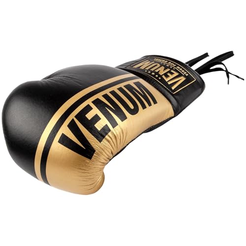 Venum Shield Pro Boxing Gloves - color: Black/Gold, size: 18oz, style: Laces
