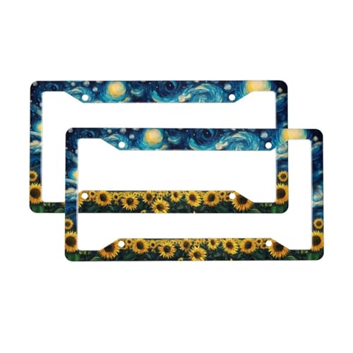 Sunflower License Plate Frame 2 Pack Accessories Cars Decor 12.3 X 6.3 Inches for Men Women - color: Sunflower