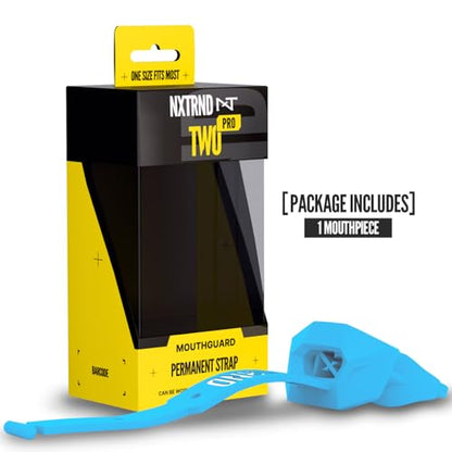 Nxtrnd Two Pro Football Mouth Guard, Permanent Strap, Fits Adult & Youth (Neon Blue) - color: Neon Blue Pro
