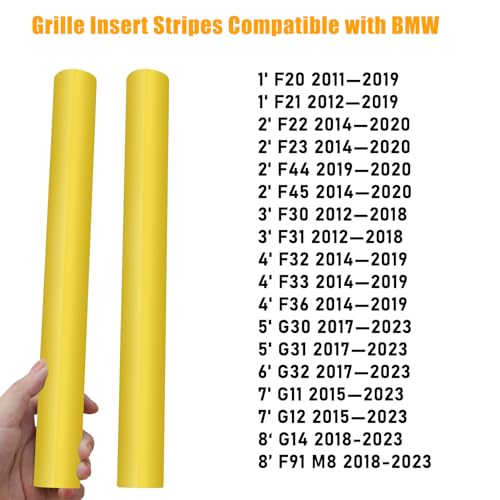 Jaronx Compatible with BMW V Brace Cover, Front Grill Inserts V Bar Brace Trim Covers Compatible with BMW for 1'F20 F21/2'F22 F23/3'F30 F31 F34/4'F32 F33 F36/5' G30 G31/6'G32/7'G11 G12/8'G14 (Yellow) - color: Yellow, size: F30/G30
