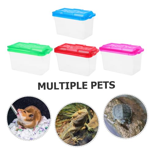 4Pcs Portable Breeding Box for Reptiles Mini Aquarium with Bright Lids Lightweight Travel Fish Tank for Turtles Hamsters and Small Pets Versatile Pet Container