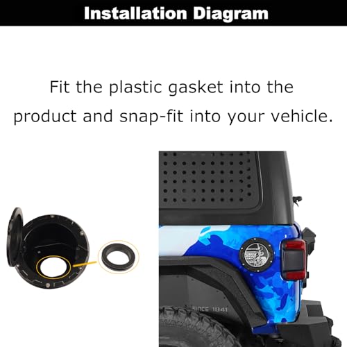 Hooke Road JL Aluminum Fuel Filler Door Gas Cap Tank Cover for 2018-2026 Jeep Wrangler JL JLU 2/4 Doors (Half Face Style)