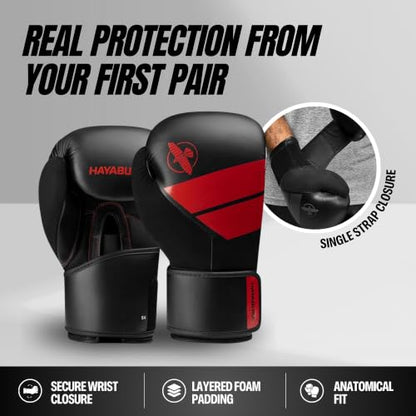 Hayabusa S4 Boxing Gloves - Sparring & Muay Thai - color: Black/Red, size: 12 oz, Small