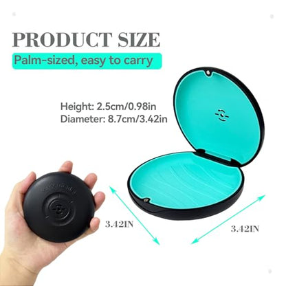 2 Pack Retainer Case with Vent Hole, Compatible with Invisalign - color: Black Purple+Black Cyan