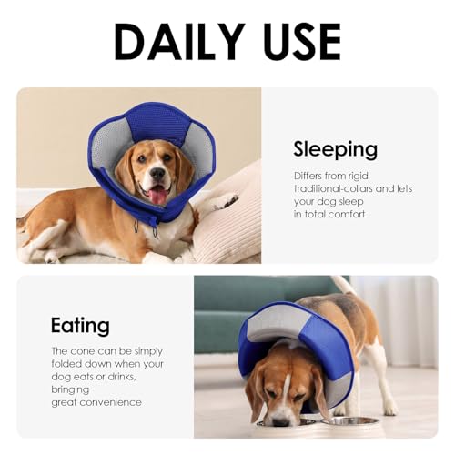 AOFITEE Dog Cone Adjustable Large Cone for Dogs After Surgery, Blue L - color: Blue, size: Large