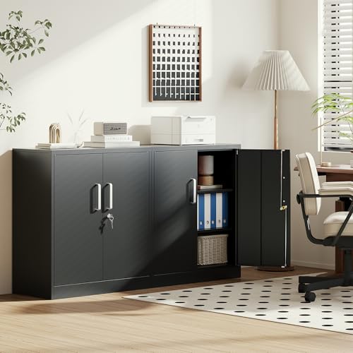 Metal Storage Cabinet with Locking Doors, 35.4" Steel Locker Organizer with Adjustable Shelves, Garage Utility Cabinet for Home, Office, Shop, and School - size: 35.4"H x 31.5"W x 15.7"D