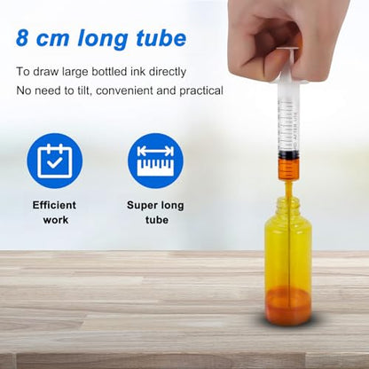 5 Pack-20ml Ink Syringe with 16Ga Metal Distribution Tubes and Soft Plastic Tube Suitable for Glue Application,Liquid Dispensing and Measuring, Pet Food Feeding,Refilling Ink Cartridges or CISS - size: 20ML/5 PACKS