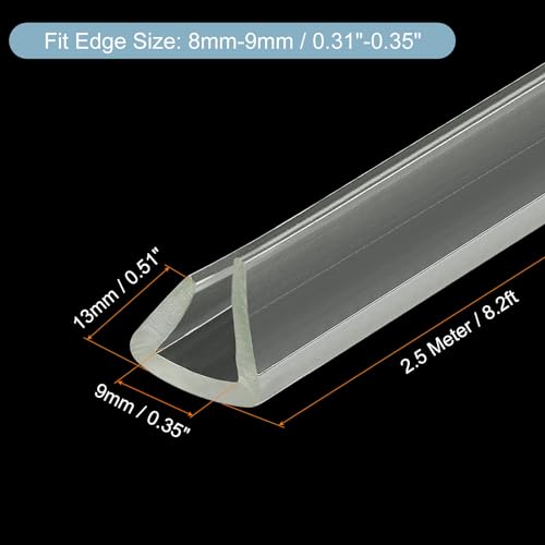 uxcell U Channel Edge Trim, 8.2ft Length Soft Rubber Guard Seal Strip Edge Protector Fit for 8-9mm Edge, (33/64" W x 15/32" H) Clear - size: 33/64"x 15/32"x 8.2ft