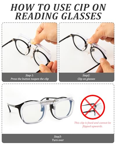 Reading Glasses Clip On Eyeglasses Adjustable PD Magnifiers Blue Light Blocking Lenses Readers for unisex - color: White