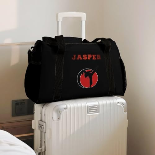 Custom Name Taekwondo Karate Duffle Bag for kids Boy Girls,Personalized Martial Arts Gear Bag,Water-Resistant Sparring Equipment Black - color: Taekwondo Karate-08