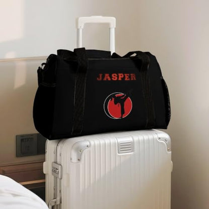 Custom Name Taekwondo Karate Duffle Bag for kids Boy Girls,Personalized Martial Arts Gear Bag,Water-Resistant Sparring Equipment Black - color: Taekwondo Karate-08