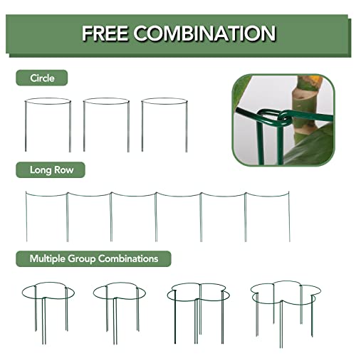 12 Pack Plant Support Stakes, 16 Inch Plant Stakes for Outdoor Plants, Peony Cages and Supports, Peony Cage with 15 Pcs Twist Ties, Flower Stakes Peonies Support Cages for Plants