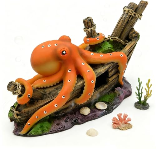 Small Octopus Fish Tank Decoration, Cute Resin Aquarium Ornament, Ideal Gift for Fish Farming Enthusiasts & Aquarists, Safe for Freshwater Saltwater Tank Landscaping