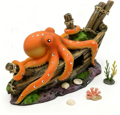 Small Octopus Fish Tank Decoration, Cute Resin Aquarium Ornament, Ideal Gift for Fish Farming Enthusiasts & Aquarists, Safe for Freshwater Saltwater Tank Landscaping