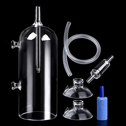 Aquarium Air Bubbler Glass Cup Air Diffuser Dissolved Oxygen Device with Water Tube, Sucker Air Stone, High Dissolved Oxygen for Fish Tank