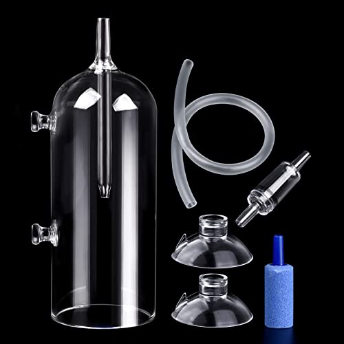 Aquarium Air Bubbler Glass Cup Air Diffuser Dissolved Oxygen Device with Water Tube, Sucker Air Stone, High Dissolved Oxygen for Fish Tank