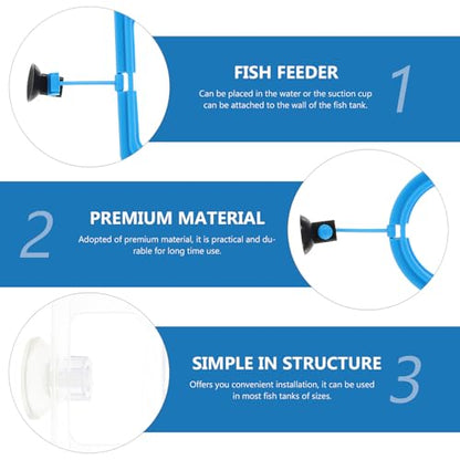 Uonlytech 3pcs Fish Feeding Ring Set Aquarium Feeder Circles Blue Plastic Fish Tank Feeding Tool for Tropical and Aquarium Use