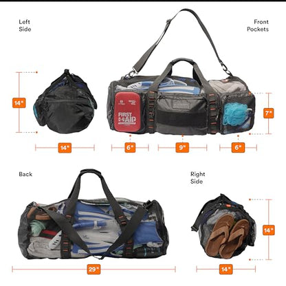Fitdom 90L 29" Large Mesh Duffle Bag for Scuba, Snorkeling & Water Sports