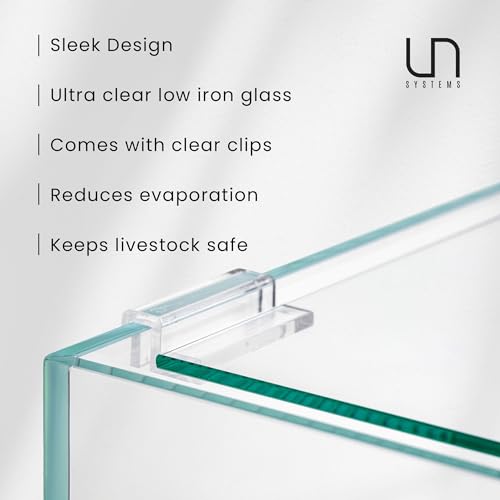 Ultum Nature Systems Tank Lid for Rimless Aquariums - Ultra Clear Glass Cover With Clips (5N, 5S, 5T)