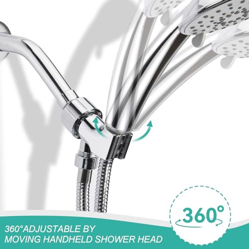 Adjustable Handheld Shower Head Holder- Brass Ball, Premium ABS Bracket- 360 Degree Rotatable Arm Mount and Hose Connector, Shower Adapter- Adjustable Shower Arm Mount, MAYYAYA (Silver) - color: Silver