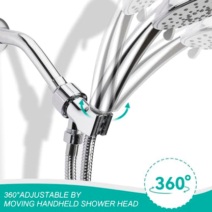 Adjustable Handheld Shower Head Holder- Brass Ball, Premium ABS Bracket- 360 Degree Rotatable Arm Mount and Hose Connector, Shower Adapter- Adjustable Shower Arm Mount, MAYYAYA (Silver) - color: Silver