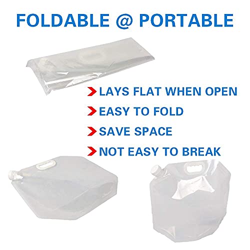 Soddeph Collapsible Water Container Bag, BPA Free Food Grade Clear Plastic Storage Jug for Sport Camping Riding Mountaineer,Freezable, Food Grade (2-pack-2.6 Gal)