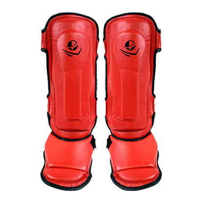 PFG Classic Shin Instep Guard for Boxing MMA Muay Thai Training - color: Red, size: Small-Medium