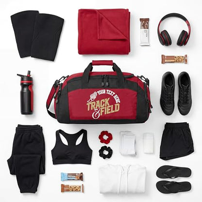 Custom Track Bag Personalized – Track and Field Duffel Bag with Name – Track Team Gear Bag for Athletes, Running Spike Shoe Compartment, Boys Girls Practice & Meet Sports Bag - color: Gold, style: Track-2
