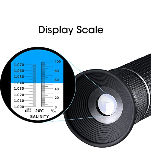 Salinity Refractometer for Seawater Aqaurium Fishkeeping Salinity Tester Meter Dual Scale-Specific Gravity Salinity Hydrometer 0-100PPT & 1.000-1.070