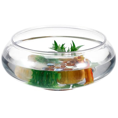 DECHOUS Clear Round Fish Bowl Plastic 7.4 Inch Shallow Vase Bubble Fish Bowl Terrarium Aquatic Plant Pot for Home Decoration Table Centerpiece, 94oz