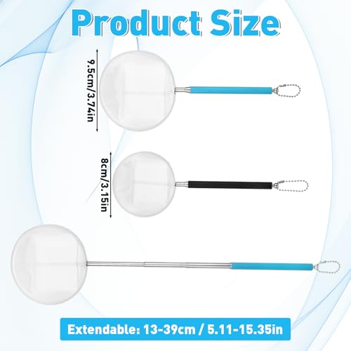 2 Pack Fish Net for Fish Tank, 3 & 4 Inch Stainless Steel Fishes Nets for Aquarium Gentle Nets Soft Fine Mesh Food Wastes Skimmer for Small Ponds and Pools