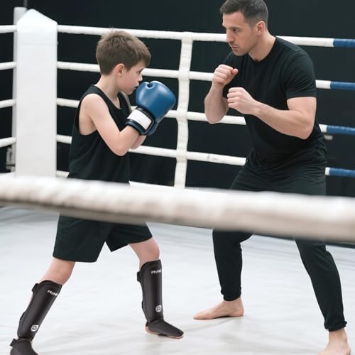 Muay Thai Shin Guards for Kids - color: Black, size: Medium