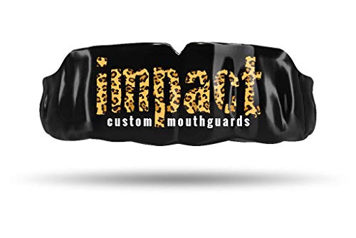 Impact Custom Professional MMA/Boxing/Muay Thai Mouthguard -(Branded Series) Leopard Logo Black - color: Leopard Logo Blk