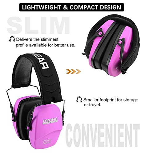 PROHEAR 016 Shooting Ear Protection Earmuffs 2 Pack, NRR 26dB for Gun Range, Hunting -Black and Pink - color: Black+pink