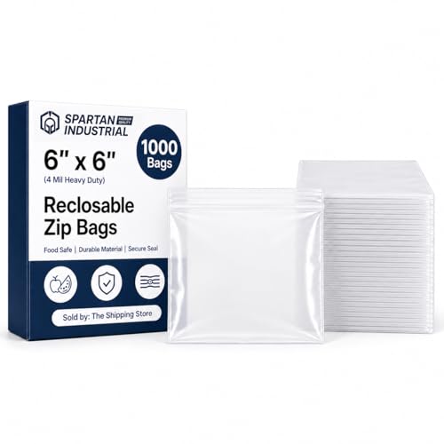 Spartan Industrial - 6" X 6" Clear Zip Bags (1000 Count) Heavy Duty 4 Mil Plastic Bags With Resealable Zipper to Bag Bolts, Seeds, and Small Parts - size: 6" x 6"