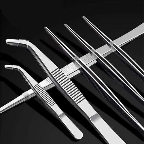 8In SUS304 Bent Tweezers Tongs, Stainless Steel Cooking Tweezers Dishwasher Safe for Grilling, Baking (8In SUS304 Bent Tweezers) - color: 8in Sus304 Bent Tweezers