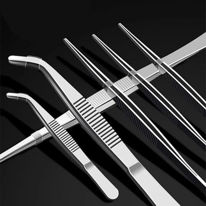 8In SUS304 Bent Tweezers Tongs, Stainless Steel Cooking Tweezers Dishwasher Safe for Grilling, Baking (8In SUS304 Bent Tweezers) - color: 8in Sus304 Bent Tweezers
