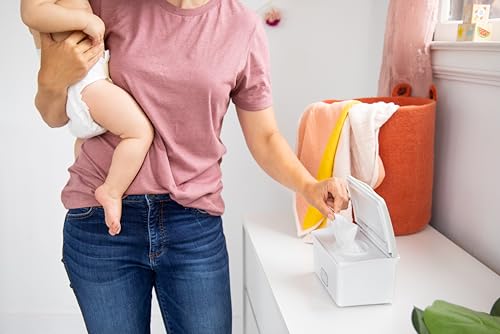 Ubbi Baby Wipes Dispenser with Weighted Plate and Secure Seal, Nursery and Baby Registry Essential to Keep Wipes Fresh, Oat - color: Oat Wipes Dispenser